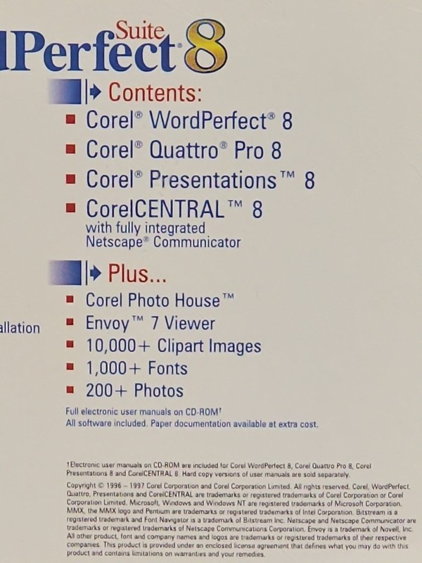 Corel Word Perfect Suite 8 (CD-ROM, 1997) w/ Maximizing Guide gallery