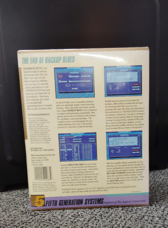 "NOS" Fastback Plus Version 3.0 IBM-PC XT AT PS/2 PC Computer Software Program gallery
