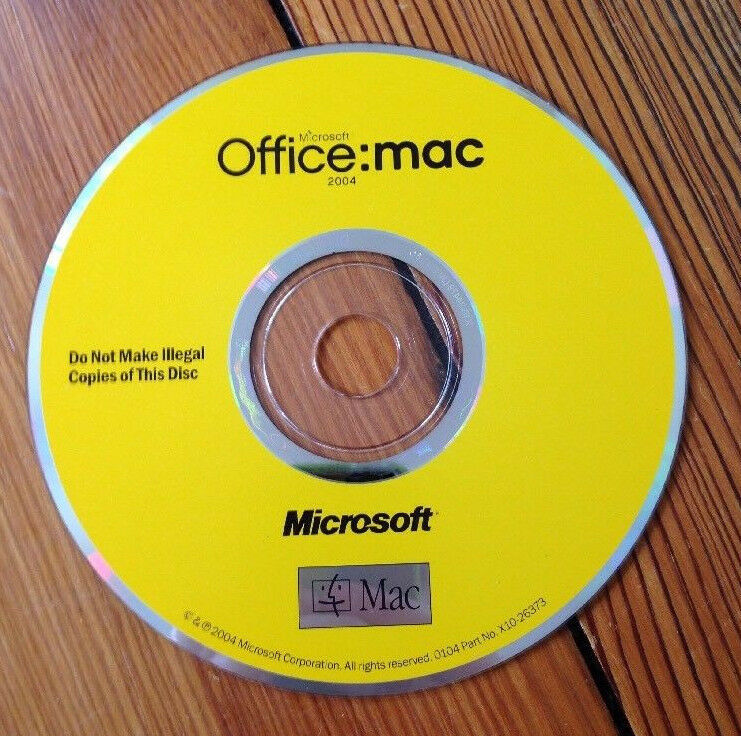 Office Mac 2004 Install Disc Software CD with Serial Number
