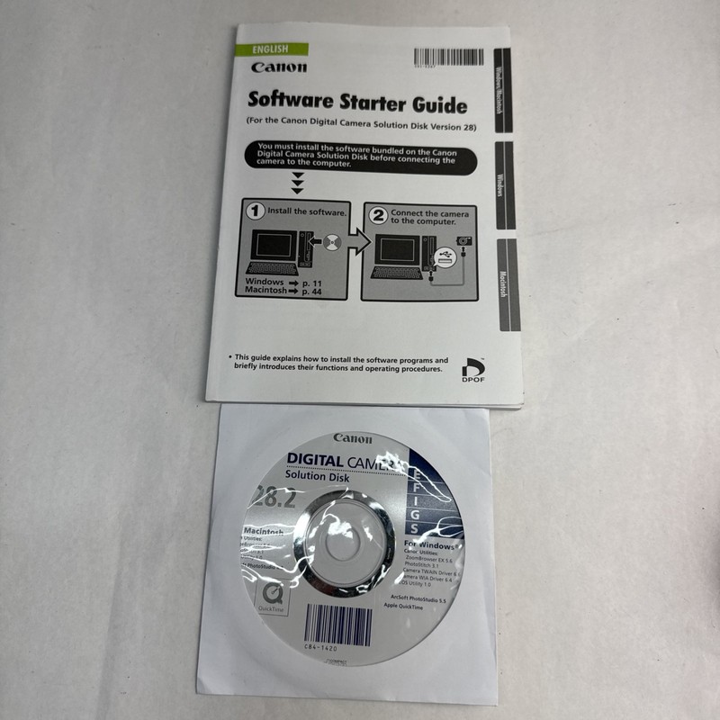 Canon Digital Camera Solution Disk 28.2 & Guide For Macintosh and Windows