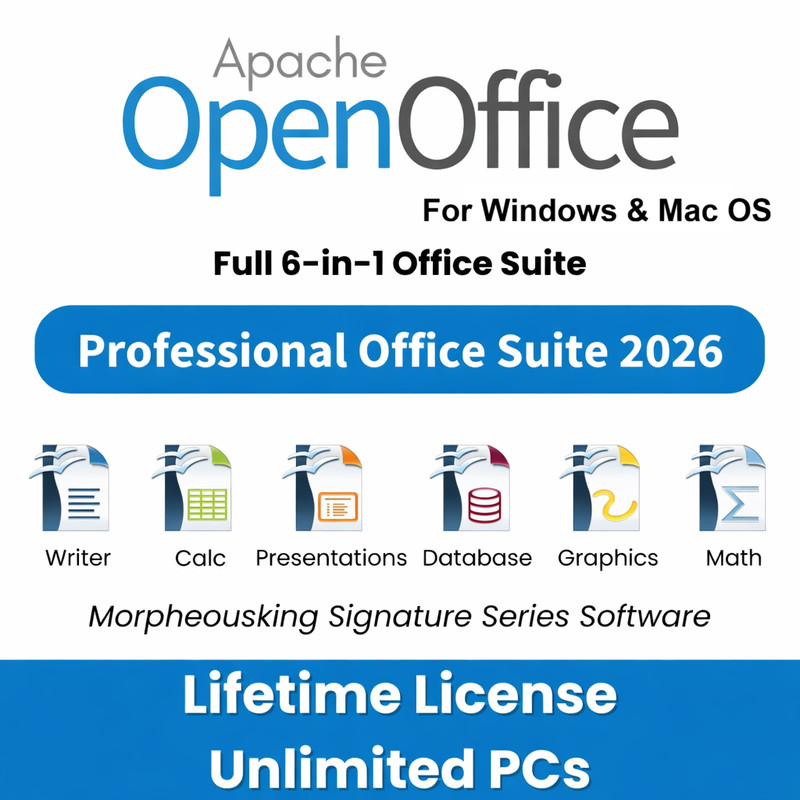 Open Office Home and Student for Windows Mac OS - Full 6 in 1 Office Suite, USB
