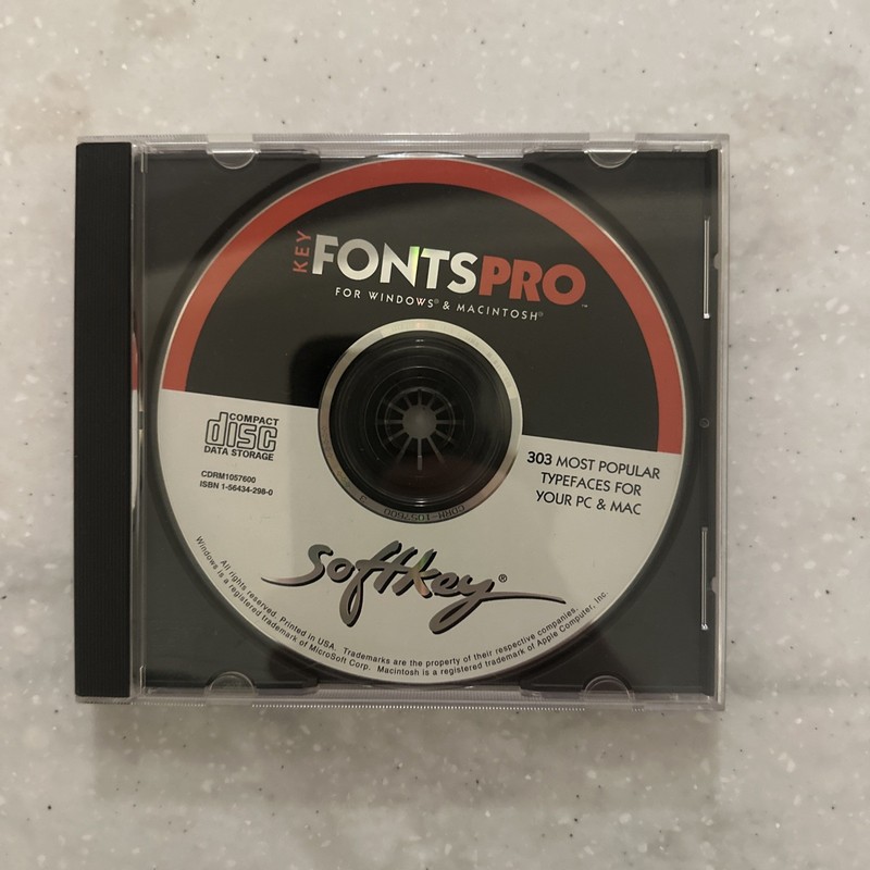 SoftKey Fonts Pro CD-ROM PC Software Typography Text Design Tool Jewel Case Only