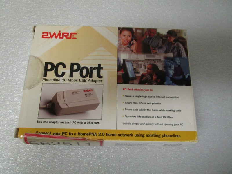 2WIRE PC Port Phoneline 10 Mbps USB Adapter HomePNA 2.0 – 2PH-U100B