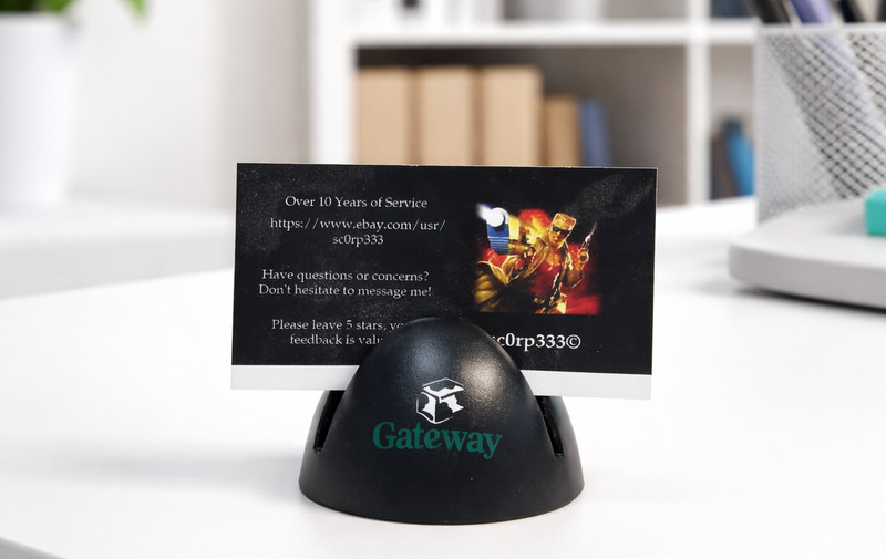 Gateway Computer Y2K 2000 Business Card Holder For Office Desk RARE WoW gallery