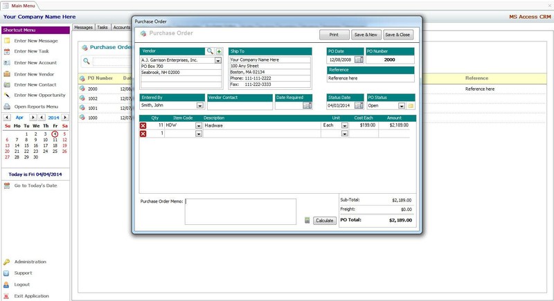 MS Access Based CRM Software - Use As-Is or Customizable gallery
