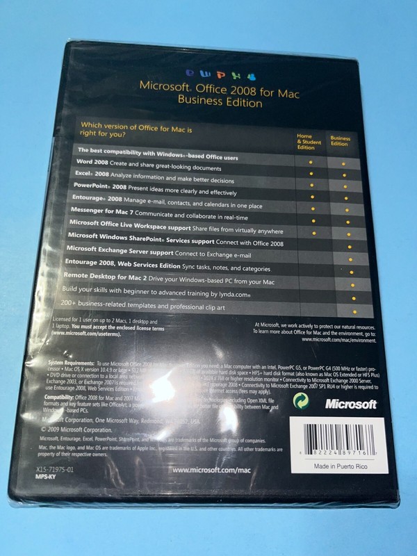 Microsoft Office MAC 2008 Business Edition (FACTORY SEALED) gallery