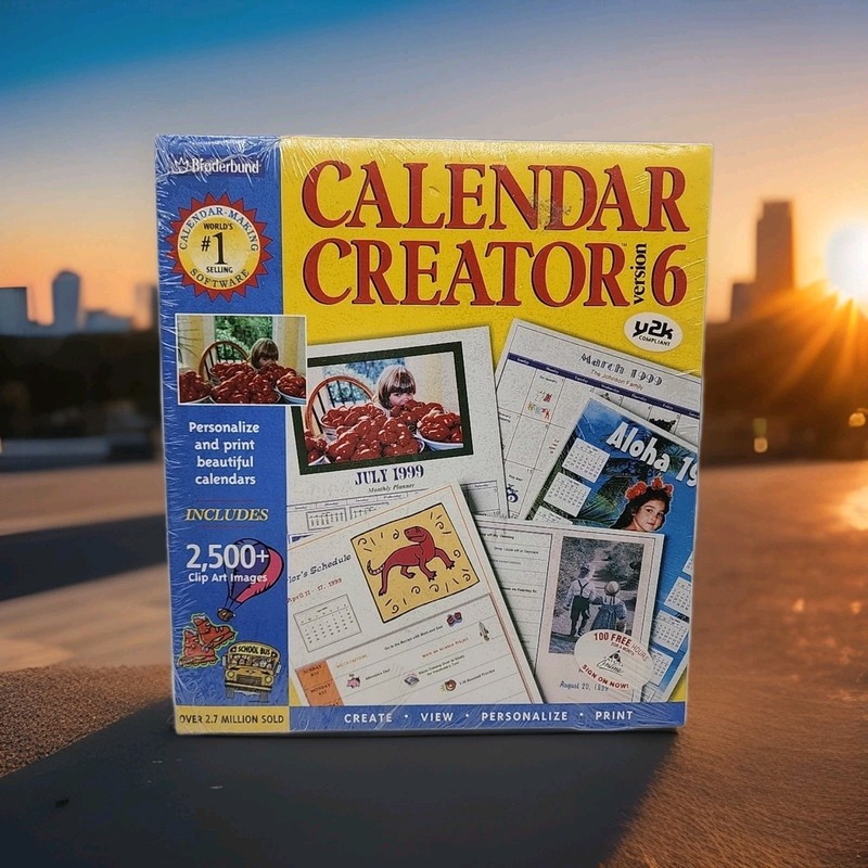 CALENDAR CREATOR 6 BRODERBUND IBM VINTAGE Software Manuals Y2K SHRINK – Sealed