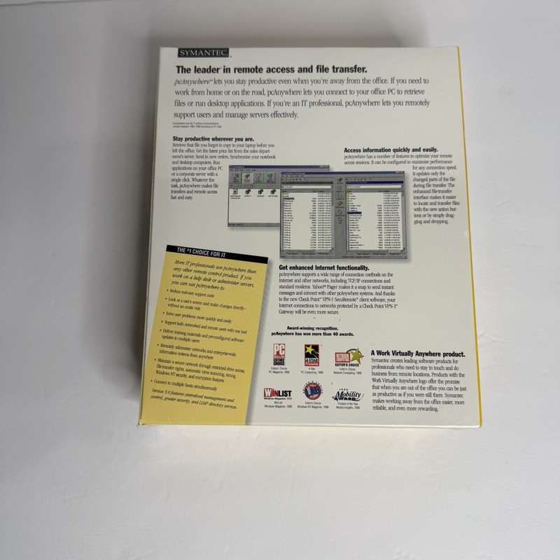 Symantec pcANYWHERE 9.0 Computer Software Brand New Factory SEALED 2000 gallery
