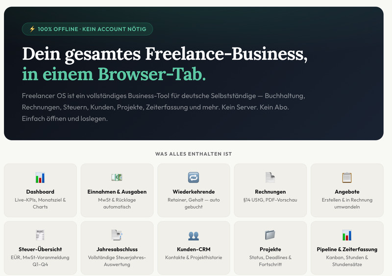 Freelancer OS Pro German | All-in-One Freelancer Tool, Accounting, Invoice gallery