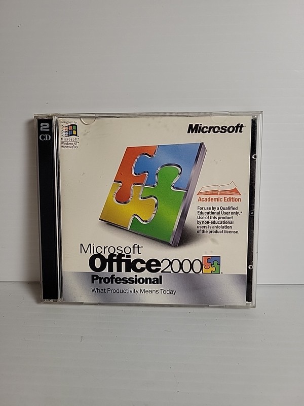 Microsoft Office 2000 Professional 2 CD-ROM w/ Prod Key for WINDOWS NT/98 Sealed