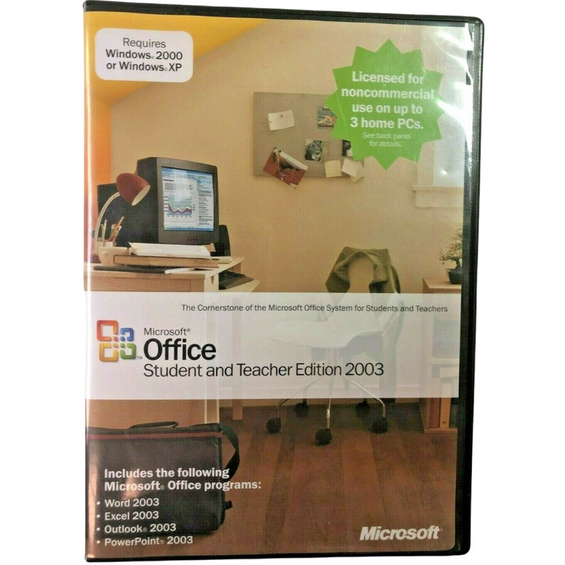 Microsoft Office Student and Teacher Edition 2003 w/Key Word Excel Powerpoint PC