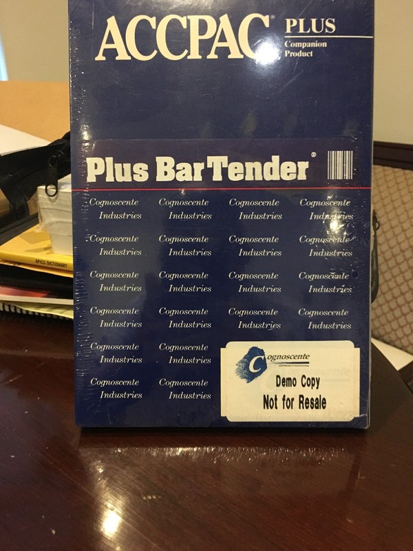 Accpac Plus Accounting Companion Product. Plus Bar Tender.Brand New Shrink Wrap