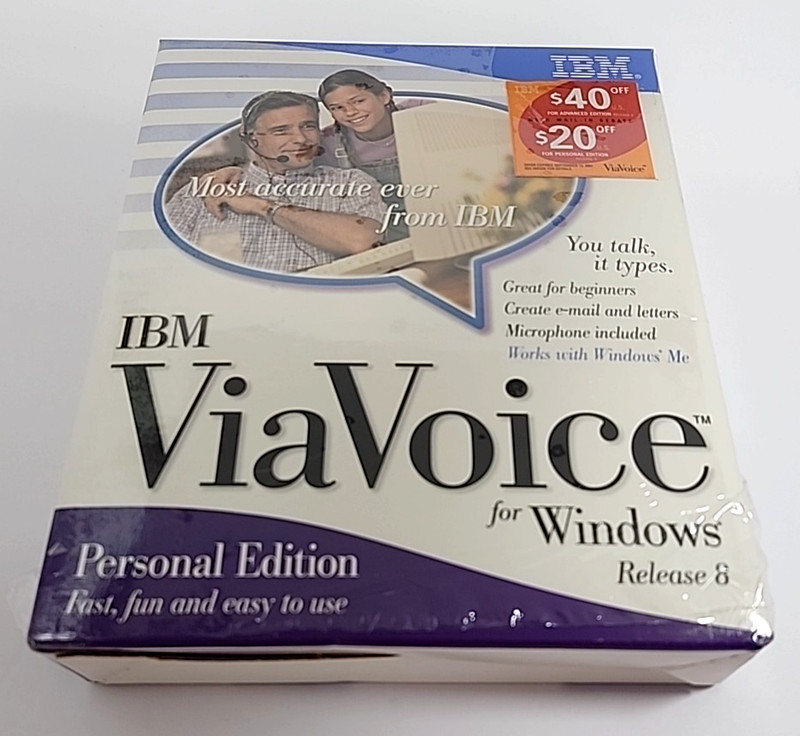 IBM ViaVoice for Windows Personal Edition Software CD Release 8 *Torn Film READ!