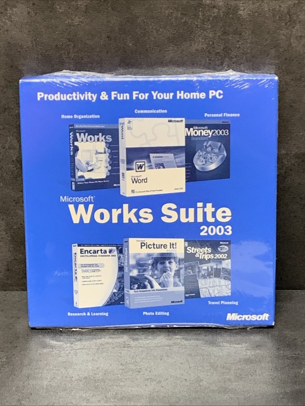 Microsoft Works Suite 2003 DVD ROM with Product Key NEW Factory Sealed