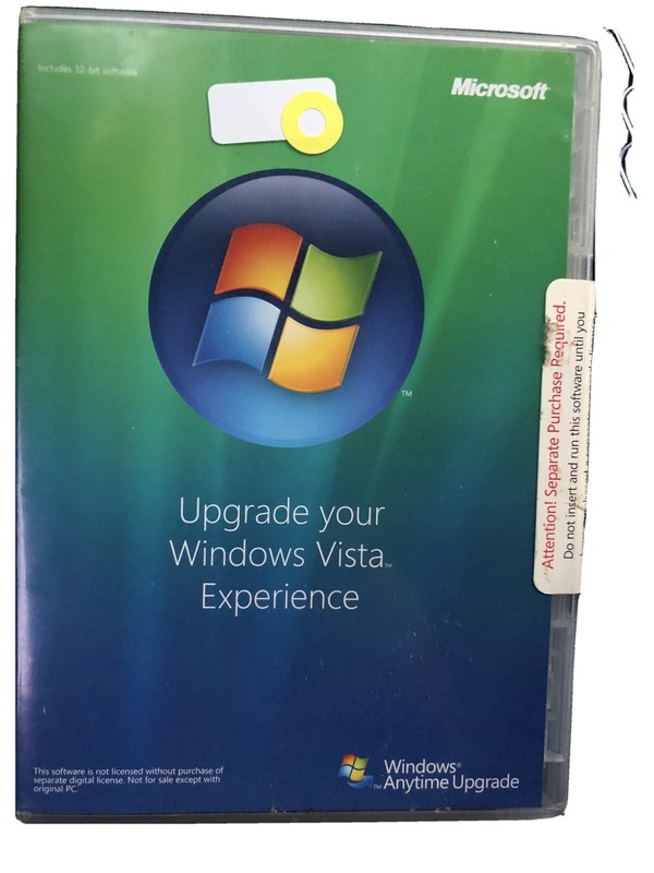 Windows Vista Anytime Upgrade Disc 32 bit English Microsoft Software New Sealed