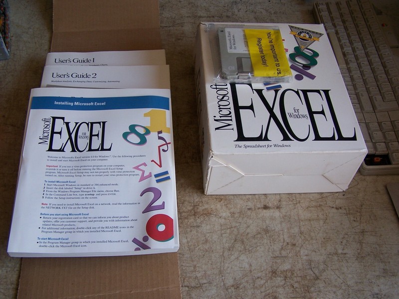 Vintage Microsoft Excel 4.0 on 3.5 HD Disk (New Open Box Sealed Disks) for PC