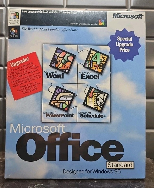Microsoft Office Standard Windows 95 Upgrade CD-ROM 1996 PC Software Sealed