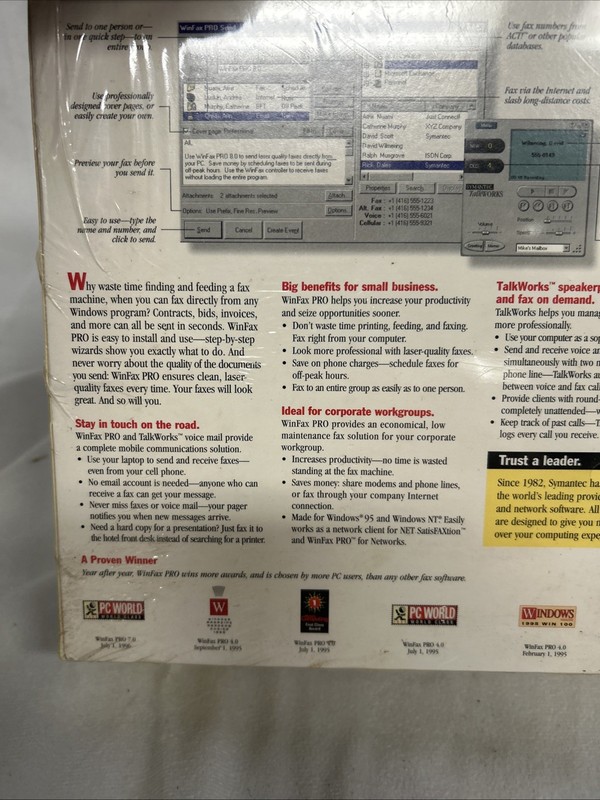 WINFAX 1997 Symantec Hassle-Free Faxing Version 8.0 Pro 95/NT SEALED! gallery
