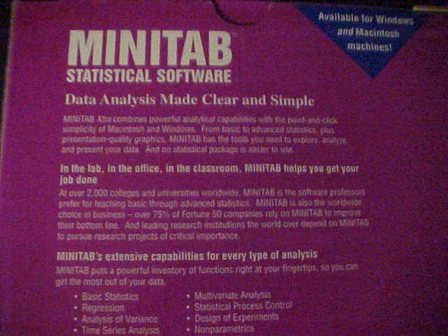 MINITAB Statistical Software Release 10Xtra for Macintosh & Power Macintosh NEW! gallery