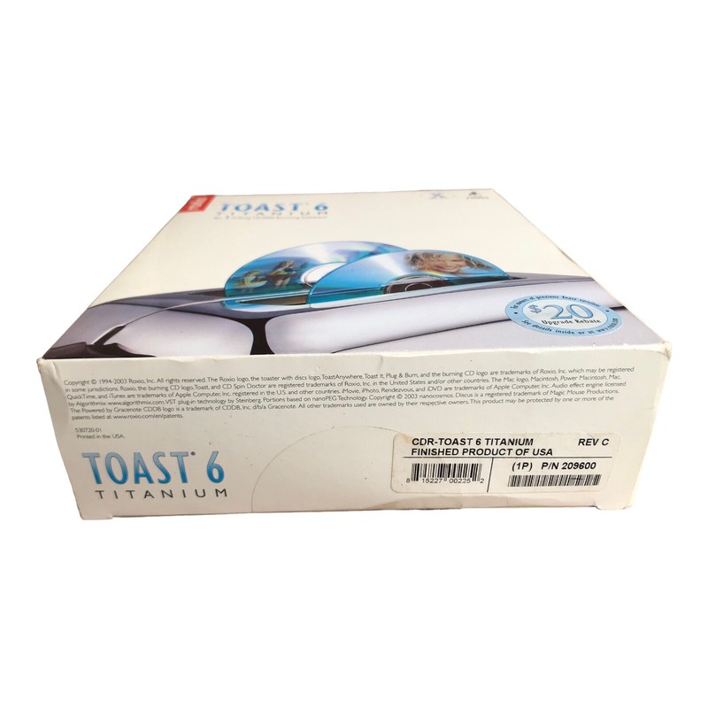 ROXIO TOAST 6 TITANIUM CD/DVD BACKUP SOFTWARE (JMS9) TC Vintage Max OS X PC gallery