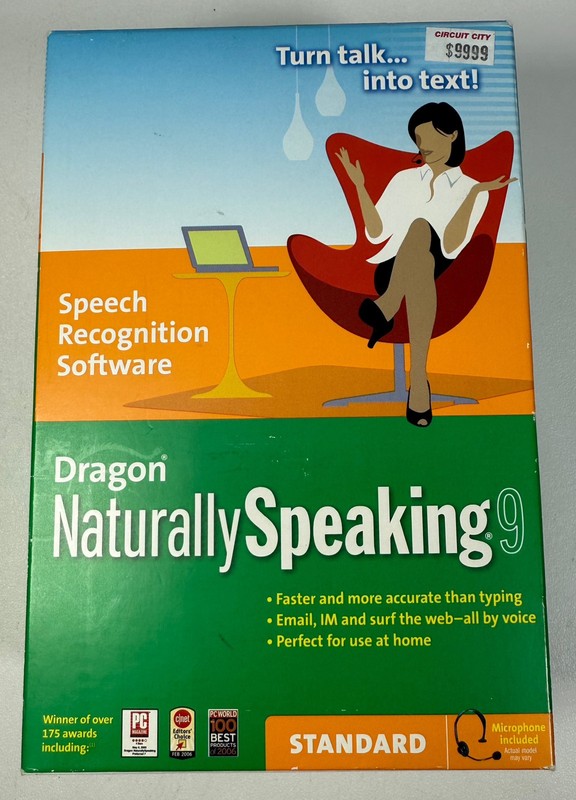 Dragon Naturally Speaking 9 Standard SPEECH RECOGNITION SOFTWARE NOS NEVER OPEN