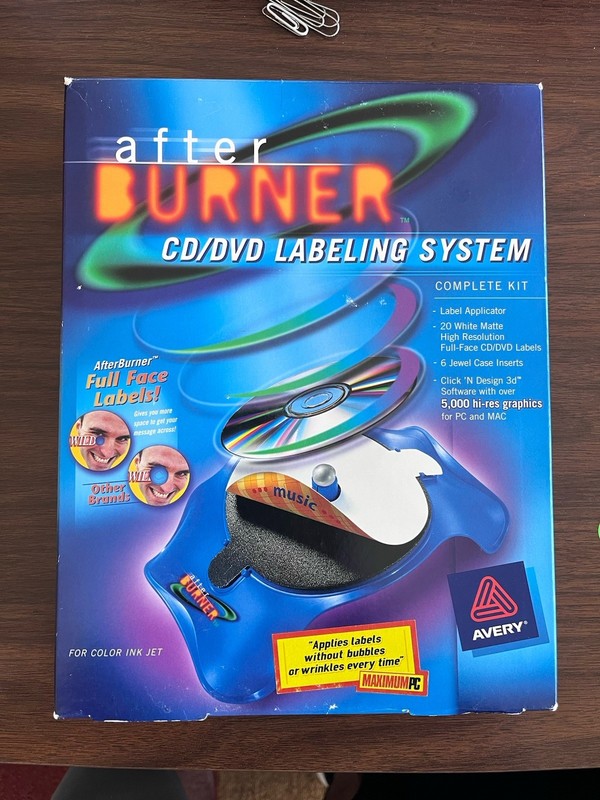 After Burner CD Labeling System PC CD-ROM Software Program 2001 Avery