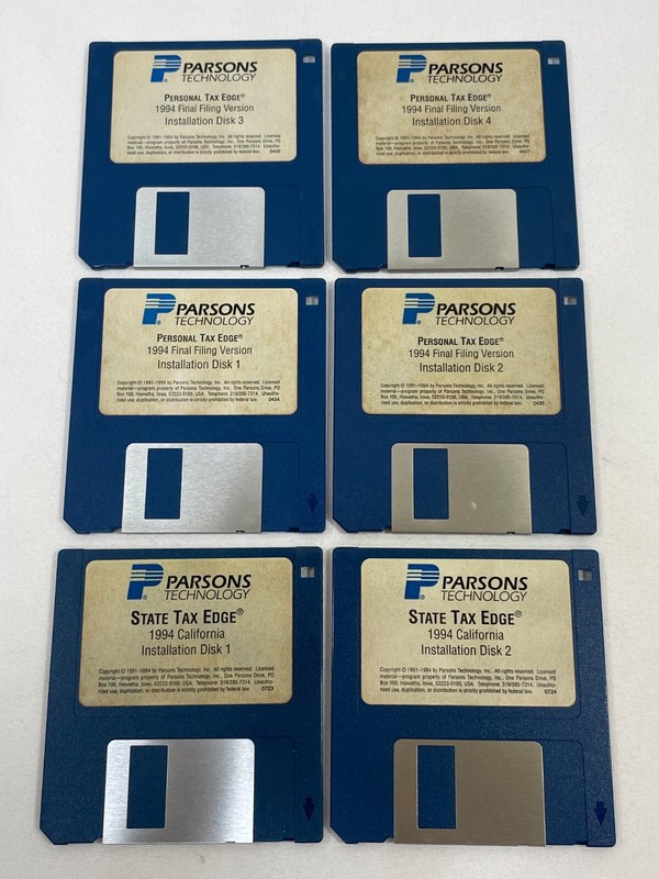 Vintage 1994 Parsons Technology Software State & Personal Tax Edge 3.5″ Floppy 6