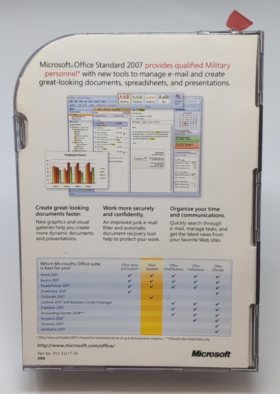 💻 Microsoft Office 2007 Standard Military Edition Disc & Key Good+ Used 💻 gallery