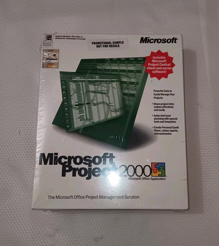 NEW SEALED – Microsoft Project 2000 w/ Project Central Client & Server Software