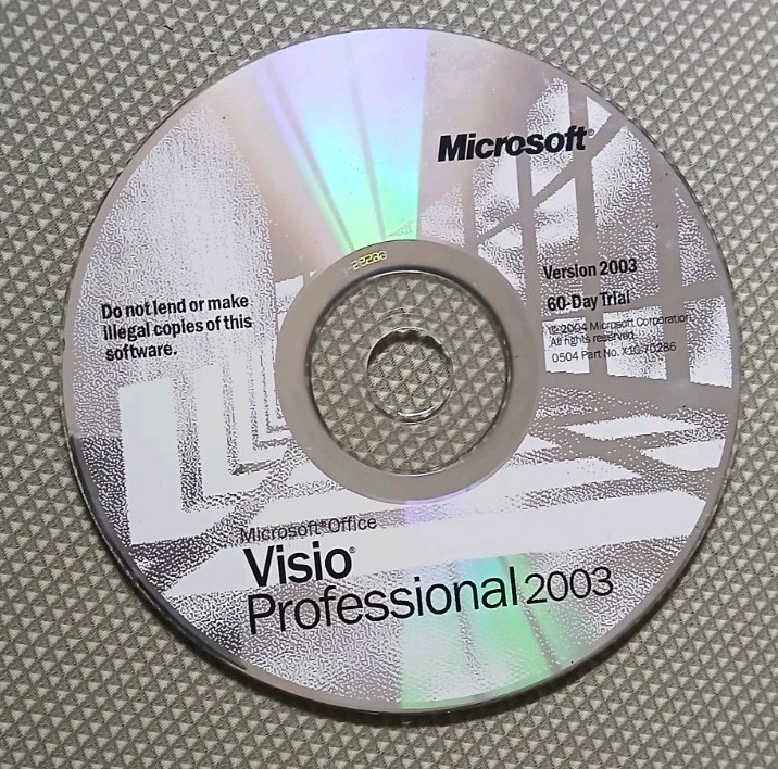 Microsoft Office Visio Professional 2003 installation CD.