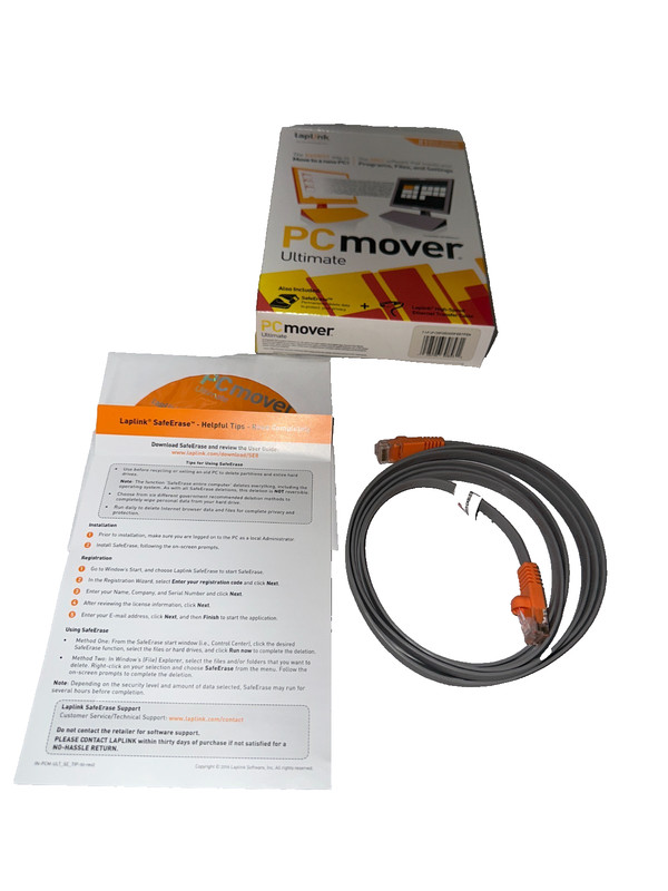 Laplink PCmover Ultimate-PC Transfer Software w/High-Speed Ethernet Cable-USED gallery
