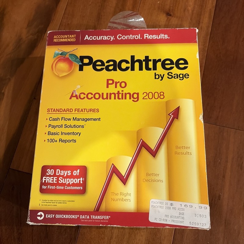 Sage Peachtree Pro Accounting 2008 Software w/ Disk & Serial Number RARE!!! gallery