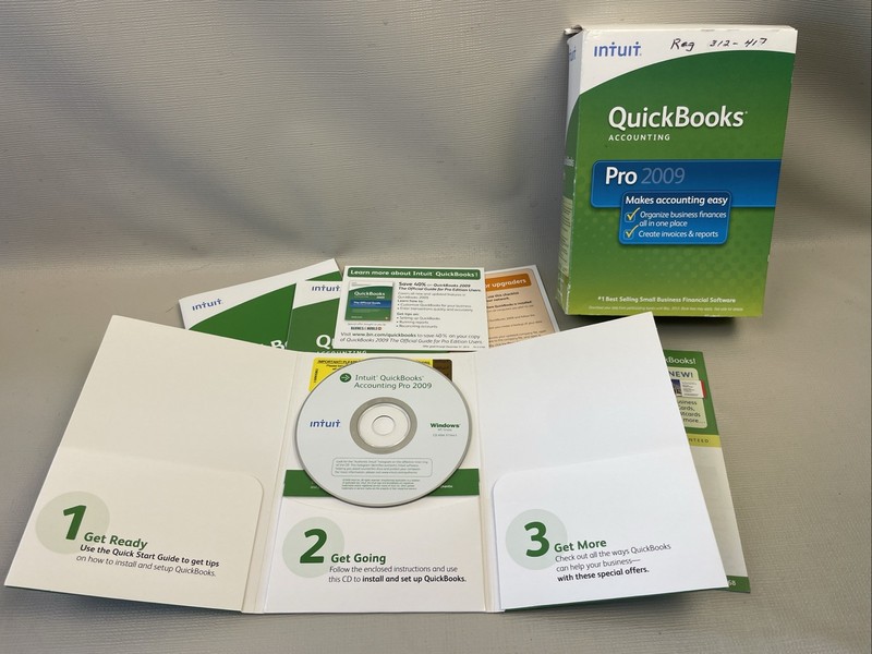 Intuit QuickBooks Pro 2009 Accounting Software Windows Complete W/ Manuals & Key