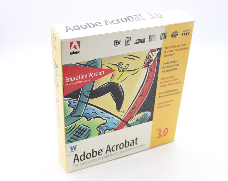 Adobe Acrobat 3.0 PDF Editor Creator EDUCATION VERSION Windows RETRO Retail Box