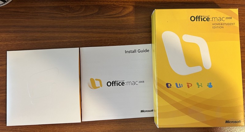 Vintage Office:Mac 2008 Home & Student Edition With Install Guide Free Shipping
