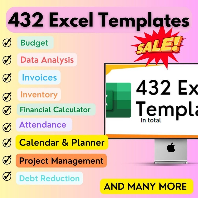 432 Set Excel Templates: Budget ǀ Debt Calculation ǀ Project ǀ Tracker ǀ Chart
