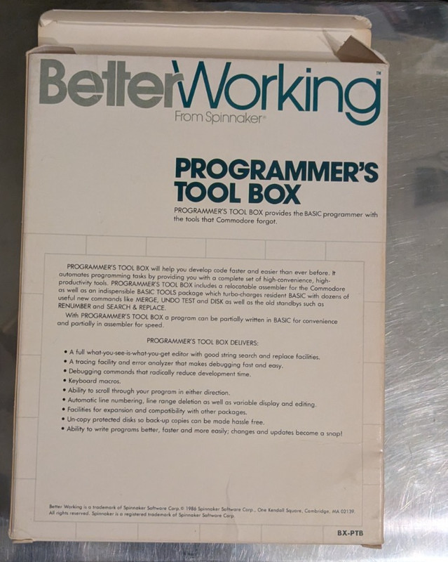 Better Working Programmers Tool Box by Spinmaker Software Commodore 64 gallery