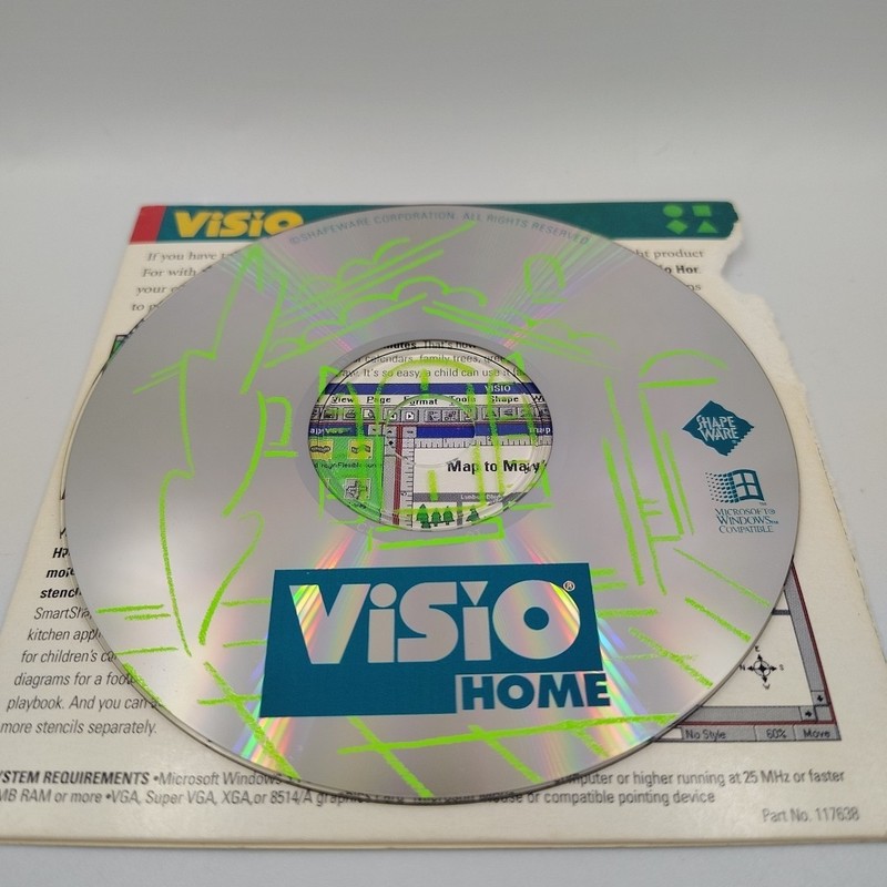 Vintage Microsoft Visio Home Software Disc Only Part 117638 Windows 3.1 Untested gallery