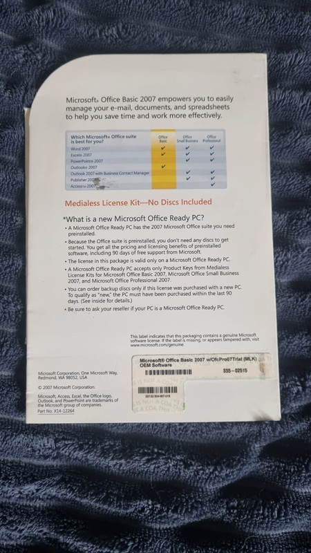 Microsoft Office Basic 2007 with key AND disc RARE MEDIALESS KIT WITH MEDIA gallery