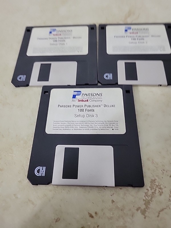 Vintage Parsons Technology Software Power Publisher Deluxe 100 Fonts 3 Disks gallery
