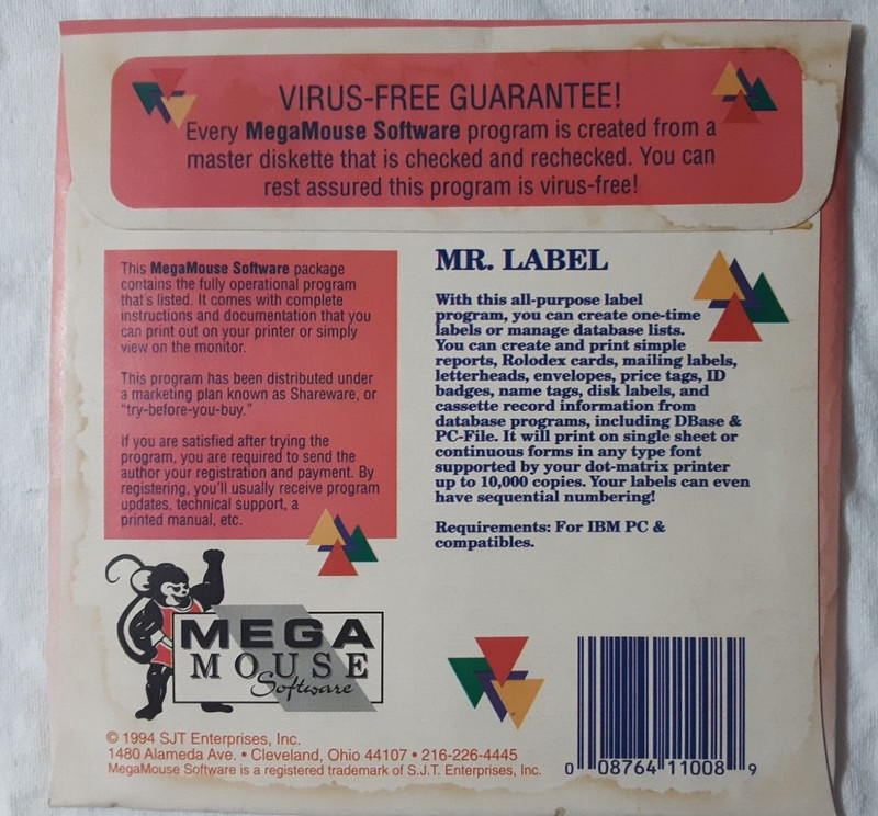 Mr. Label retro 5.25" floppy disk FREE SHIPPING create many types 1994 SEE NOTE gallery