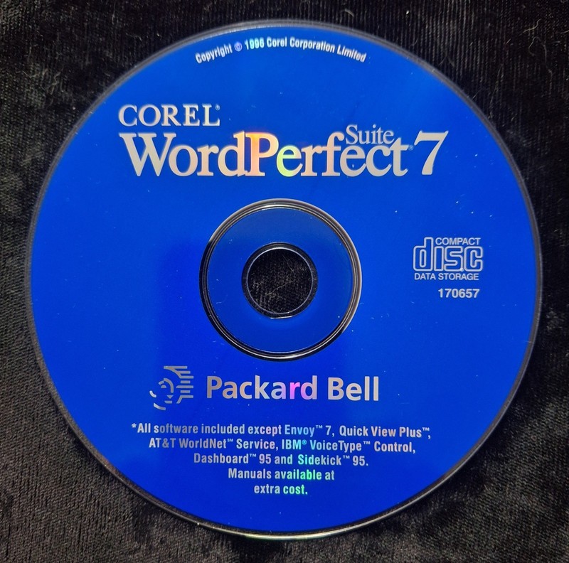 Corel WordPerfect / Quattro / Presentations SUITE 7 PACKARD BELL Windows 95 CD