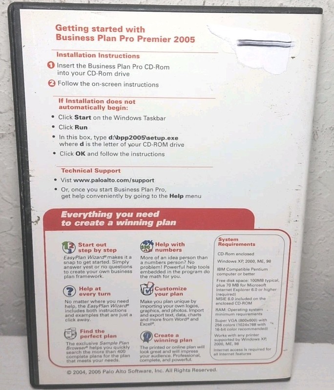 Business Plan Pro Premier Edition 2005 PC CD-ROM B104 gallery