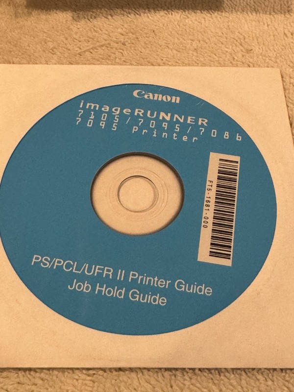 Canon ImageRunner PS/PCL/UFR II Printer Guide/Job Hold Guide CD – CD ONLY!!!