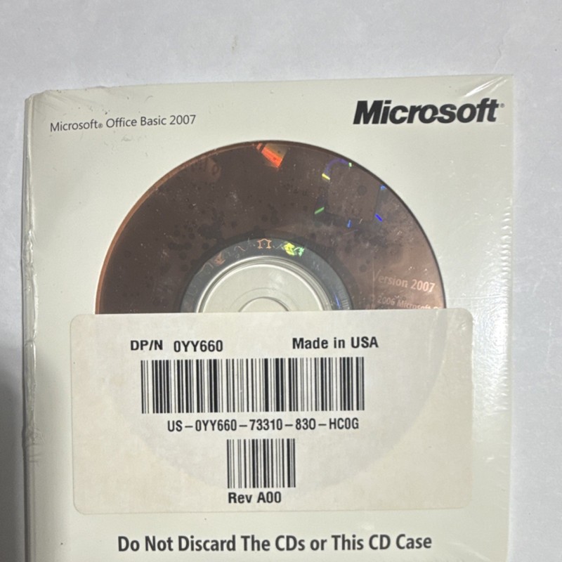 Microsoft Office Basic 2007 CD OEM Office Software Suites MPN 0YY660