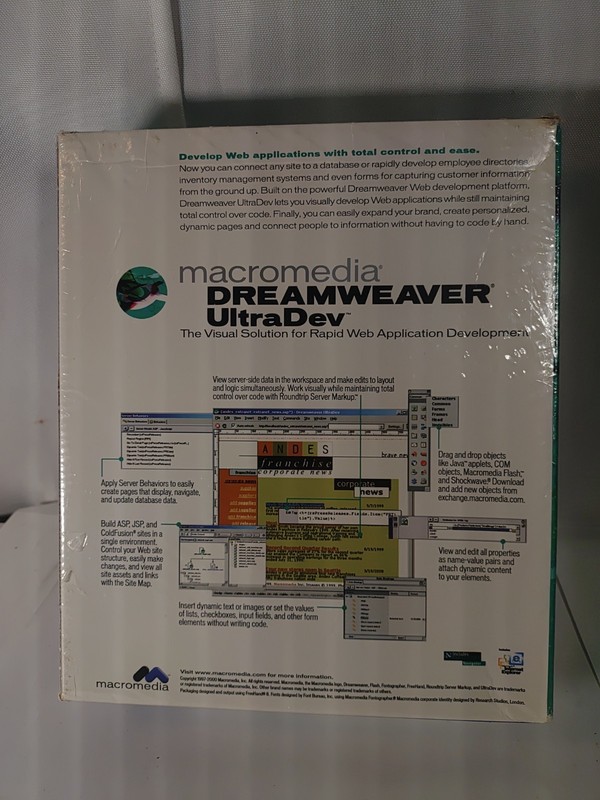 Macromedia Dreamweaver Ultradev Software Sealed Mac Windows 98 gallery