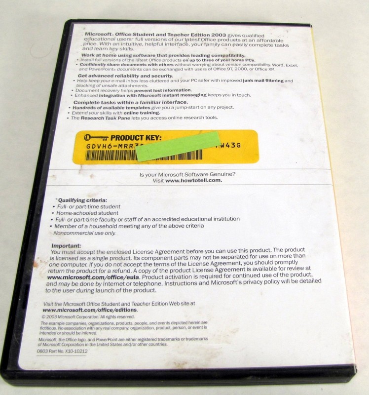 Microsoft Office 2003 Student and Teacher Version w/ Key gallery