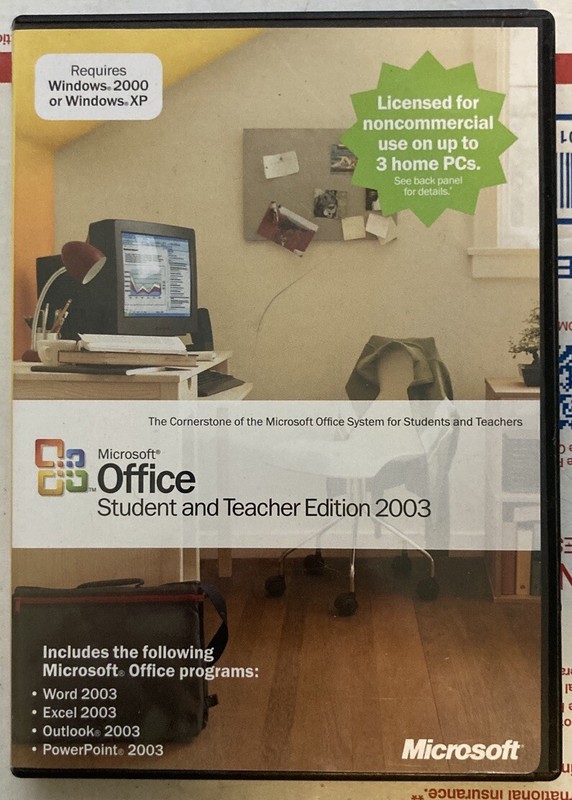 Microsoft Office Student and Teacher Edition 2003 Word Excel w/ Key, Genuine VGC