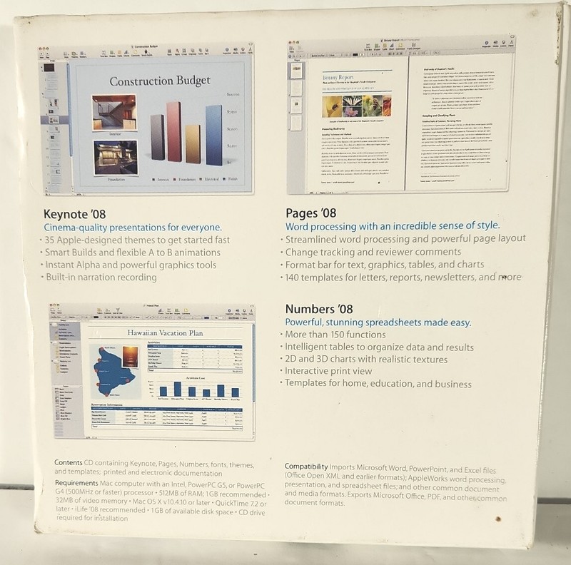 Apple iWork '08 Software gallery