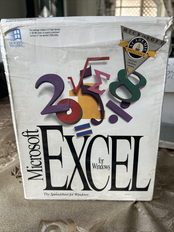 Vintage Microsoft Excel 4.0 on 3.5 HD Disk (New Open Box Sealed Disks) for PC